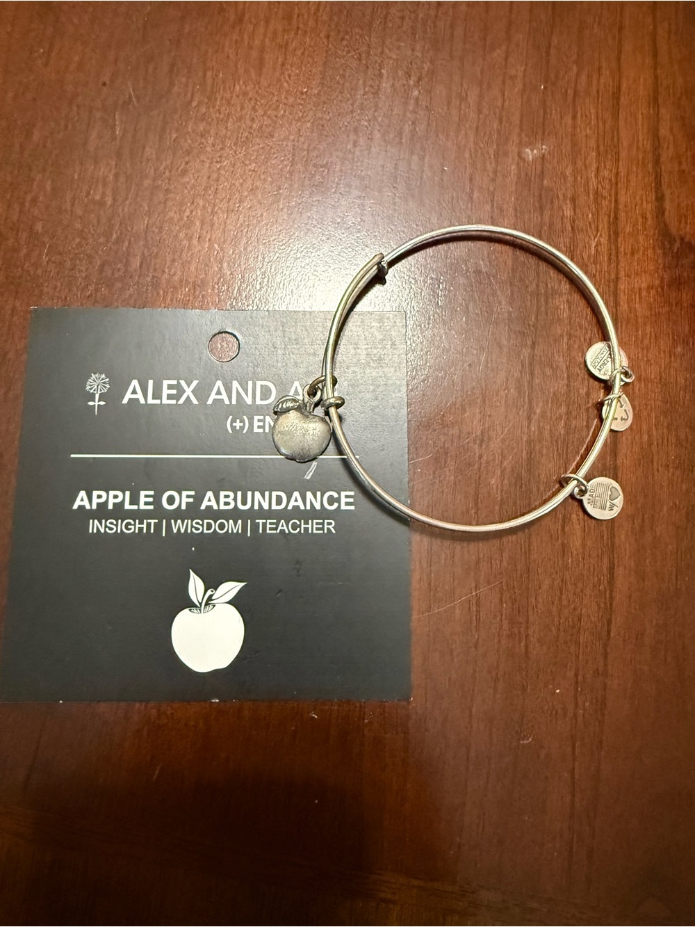 Alex and Ani Silver Apple Charm Expandable Bangle